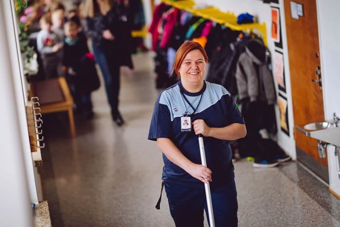 ISS Cleaning woman in a school